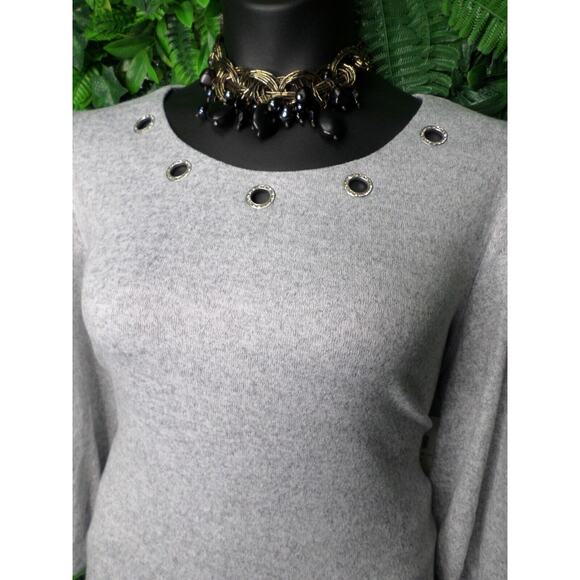 RETRELOGY Tops Women 2XL Gray Balloon Sleeve Blouse Stone Jeweled NWT 0013 - Picture 6 of 14